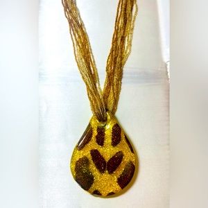 Murano Venetiaurum Hand Blown Glass 925 SS Pendant Necklace